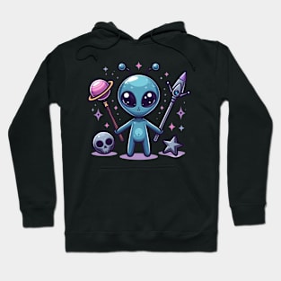 Cute Angry Alien With Skull Weapons Hoodie